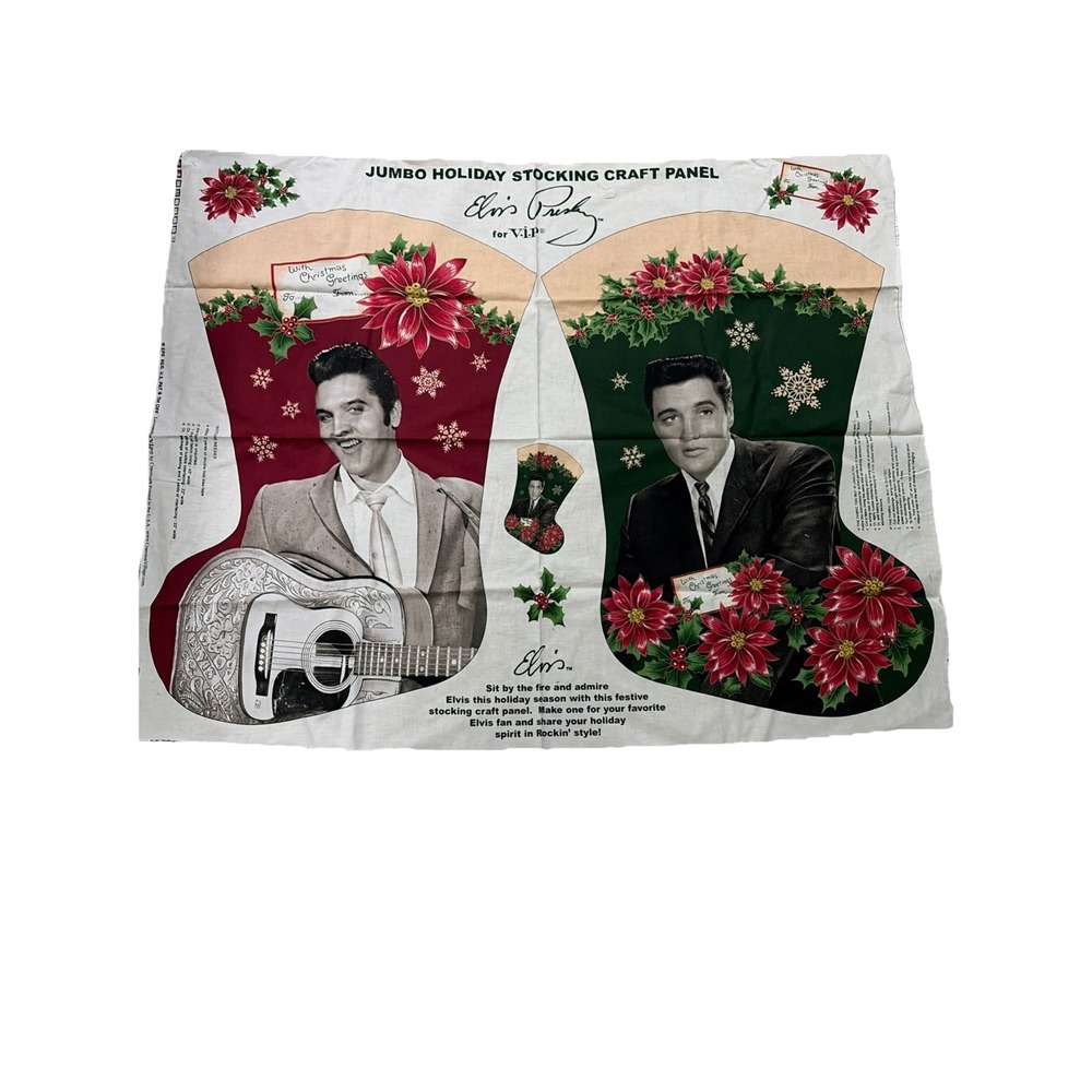 Cranston Fabric‎ Elvis Presley Jumbo Christmas Holiday Stocking Craft Panel